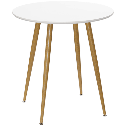HOMCOM Mesa de Cozinha Redonda para 2 Pessoas Mesa de Sala de Jantar Estilo Nórdico com Bancada Mate Carga Máxima 80kg Ø72x75 cm Branco