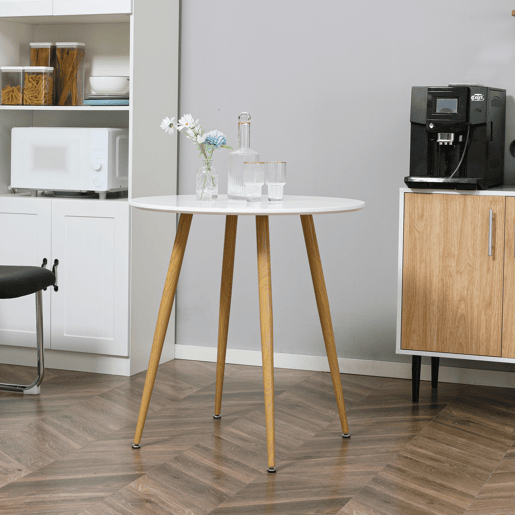 HOMCOM Mesa de Cozinha Redonda para 2 Pessoas Mesa de Sala de Jantar Estilo Nórdico com Bancada Mate Carga Máxima 80kg Ø72x75 cm Branco