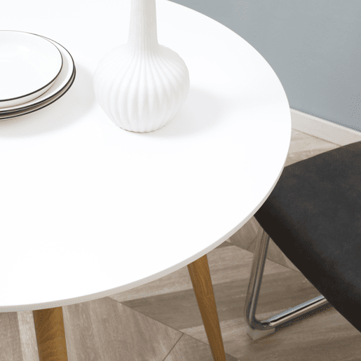 HOMCOM Mesa de Cozinha Redonda para 2 Pessoas Mesa de Sala de Jantar Estilo Nórdico com Bancada Mate Carga Máxima 80kg Ø72x75 cm Branco