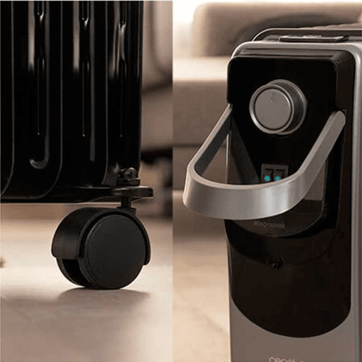 Cecotec Radiador a óleo de 9 módulos de 2000 W e tecnologia 360º com 3 níveis de potência, 22 m² de cobertura, recolhe-cabos, controlo simples, alça, rodas e duplo sistema de segurança.