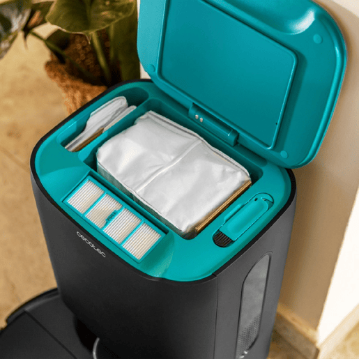 Cecotec Base de esvaziamento automático CONGA HOME 10.000 Compatível com as séries 8000 e 9000. Esvaziamento automático do robot. Limpeza higiénica. Armazenamento compacto para os acessórios. Limpeza automática do filtro. Capacidade de 2,5 litros.