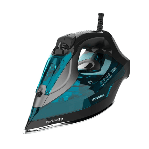 Cecotec Ferro de engomar a vapor ultrapotente de 3100 W com base em cerâmica de alta resistência e melhor deslizamento Turbo Slide. 5 níveis de temperatura e sensor tátil. Vapor contínuo 65 grmin e jato de vapor 255 grmin.