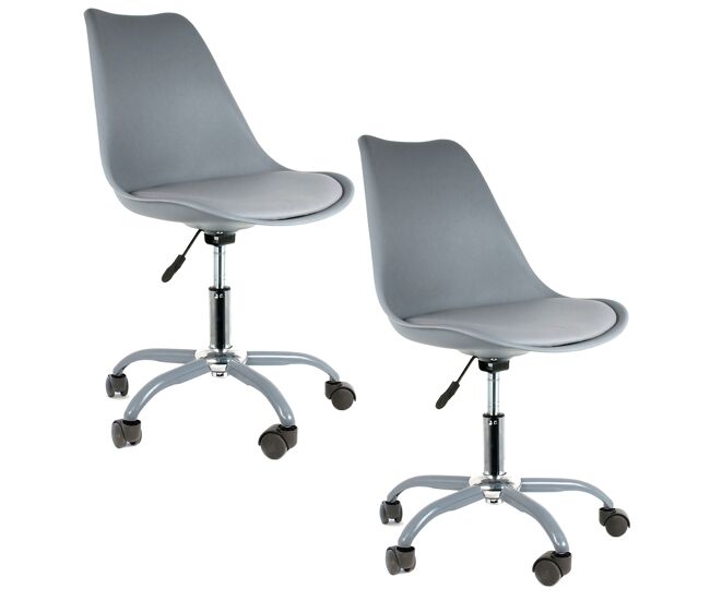 2 sillas con ruedas kiruna. color: gris, altura del asiento 57,5 cm.