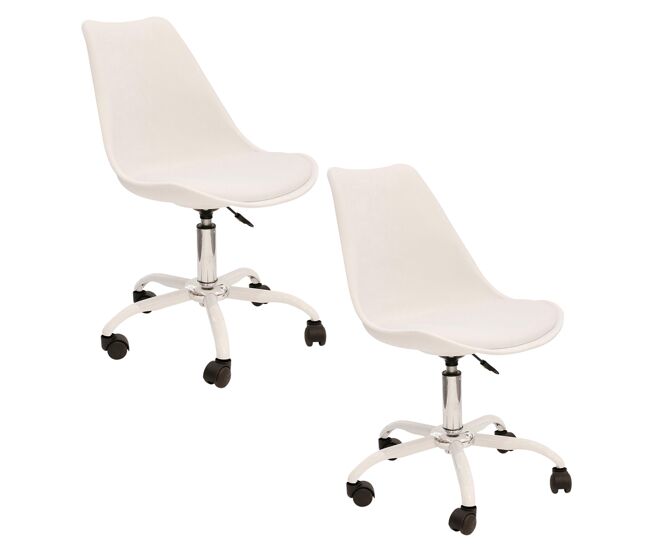 2 sillas con ruedas kiruna. color: blanco, altura del asiento 57,5 cm.