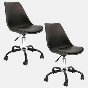 2 cadeiras Kiruna com rodízios. Cor: preto, altura do assento 57,5 cm.