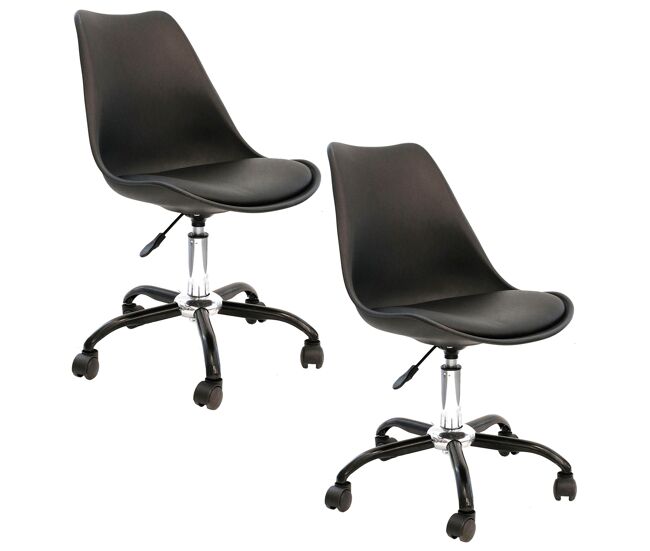2 sillas con ruedas kiruna. color: negro, altura del asiento 57,5 cm.