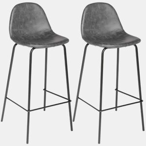 Conjunto de 2 bancos de bar. Cor cinzenta. Fabricado em metal e poliuretano. Dimensões: C. 43 x P. 42 x A. 95 cm.