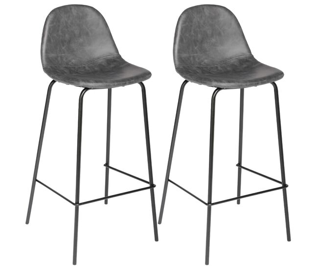 Juego de 2 taburetes de bar. color gris. fabricado en metal y poliuretano. dimensiones: l. 43 x p. 42 x h. 95 cm