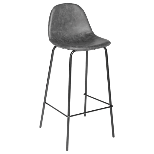 Conjunto de 2 bancos de bar. Cor cinzenta. Fabricado em metal e poliuretano. Dimensões: C. 43 x P. 42 x A. 95 cm.