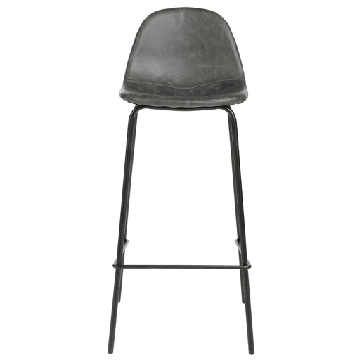 Conjunto de 2 bancos de bar. Cor cinzenta. Fabricado em metal e poliuretano. Dimensões: C. 43 x P. 42 x A. 95 cm.