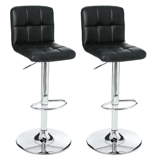 Conjunto de 2 bancos de bar Delek, preto. Fabricado em poliuretano. Dimensões C. 44,5 x P. 54 x A. 90 cm.
