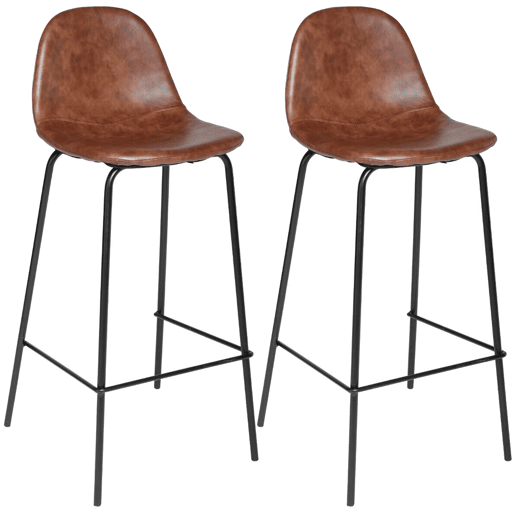 Conjunto de 2 bancos de bar. Cor castanha. Fabricado em metal e poliuretano. Dimensões: C. 43 x P. 42 x A. 95 cm.