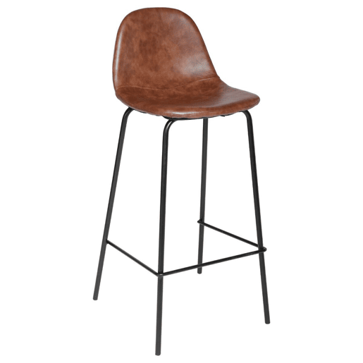 Conjunto de 2 bancos de bar. Cor castanha. Fabricado em metal e poliuretano. Dimensões: C. 43 x P. 42 x A. 95 cm.