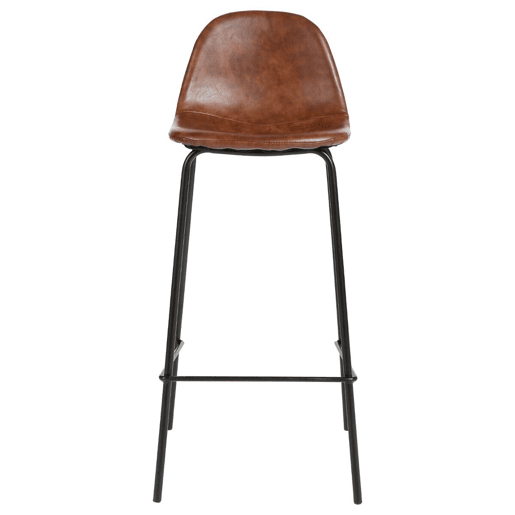 Conjunto de 2 bancos de bar. Cor castanha. Fabricado em metal e poliuretano. Dimensões: C. 43 x P. 42 x A. 95 cm.