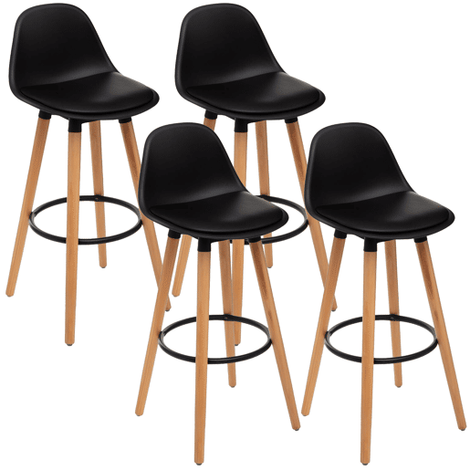 4 Bancos de bar Maxon Dimensões: C. 39,5 x P. 42,5 x A. 92,5cm. Cor: Preto.