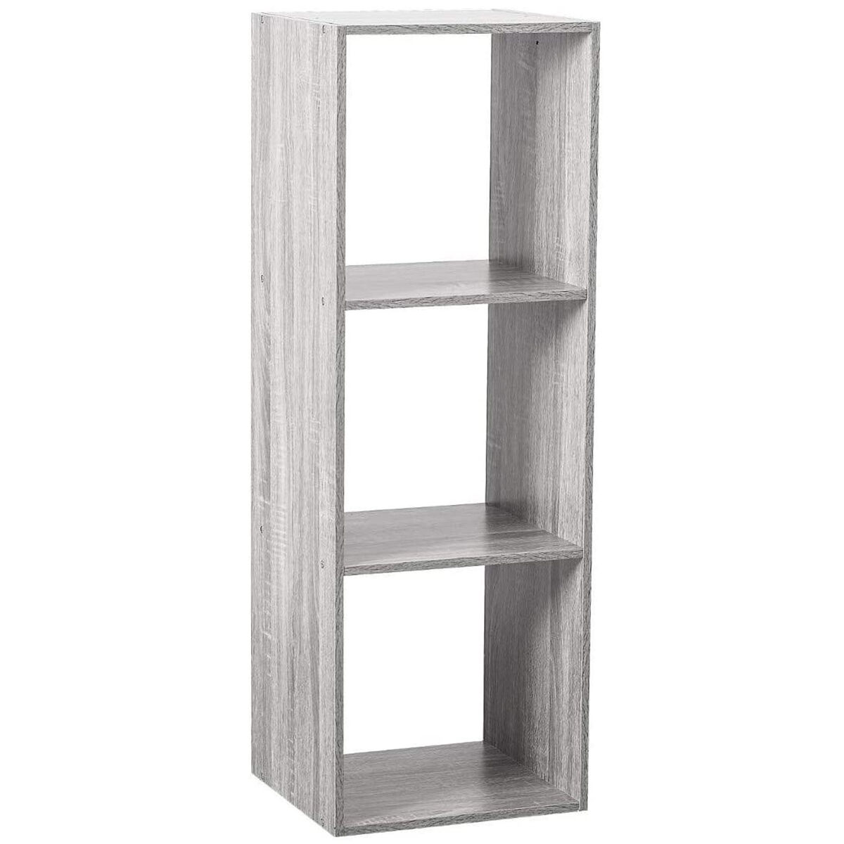 Estantería de 3 compartimentos mix color gris. fabricado en fibras de madera. dimensiones  l. 34,5 x d. 32 x h. 100,5 cm.