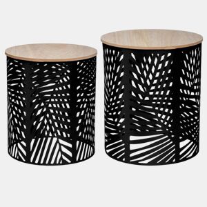 Conjunto de 2 mesas centrais, cor preta. Dimensões S: L. 35 x l. 35 x A. 40 cm  m: L. 39 x L. 39 x A. 45 cm