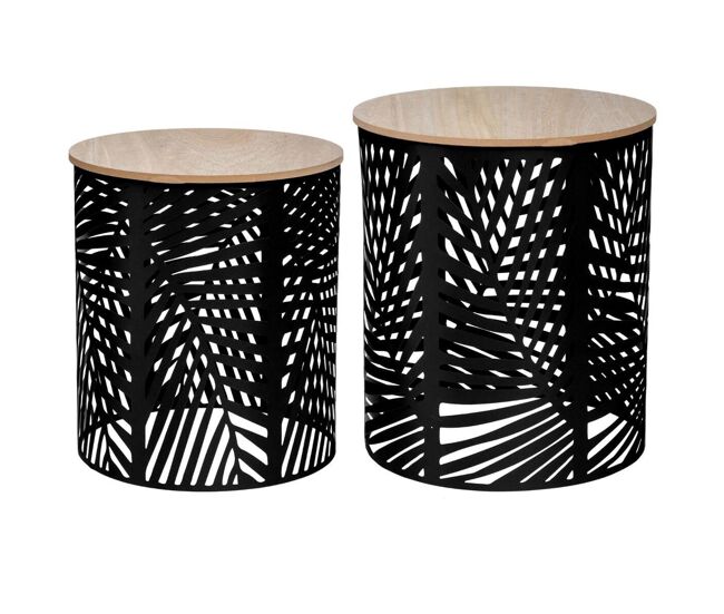 Conjunto de 2 mesas de centro, color negro.dimensiones s: l. 35 x l. 35 x a. 40 cm / m: l. 39 x l. 39 x a. 45 cm