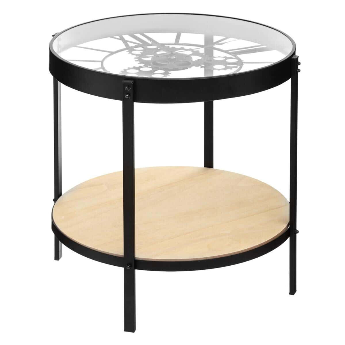Mesa de centro reloj mecánico color negro. dimensiones d. 51 x p. 49 cm.