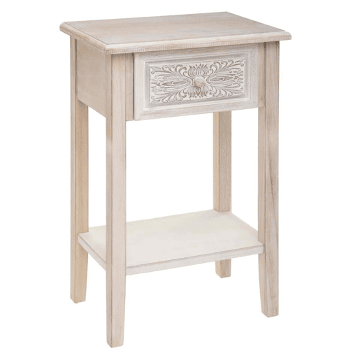 Mesa de cabeceira para completar a sua decoração Cor bege, Dimensões C. 45 x P. 30 x A. 67,5 cm.