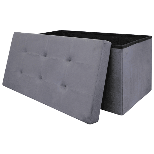 Baú dobrável Bench-Pouffe 76,5P. x 37,5L x 37,5A, cinzento escuro.