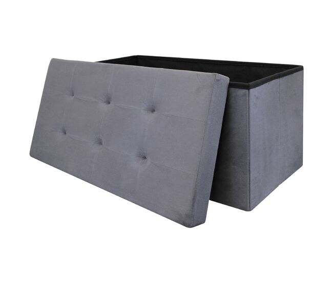Banco-puf baúl plegable 76.5p. x 37.5w x 37.5h, gris oscuro.