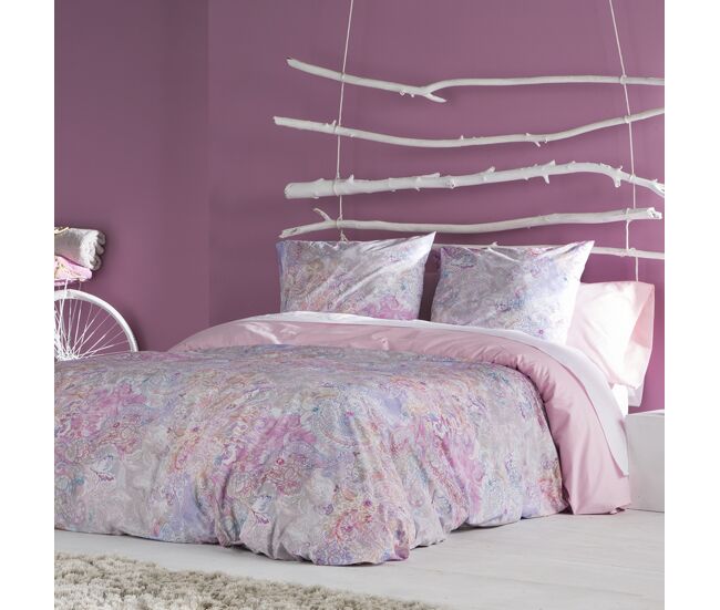 Funda nórdica cachemire rosa/blanco 200x200cm