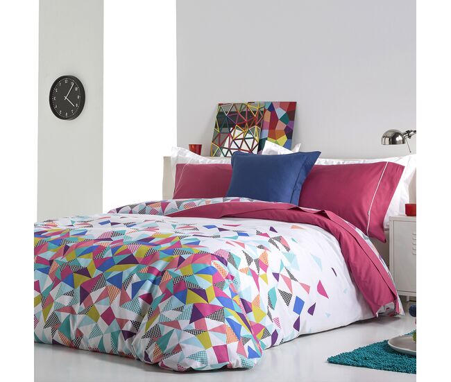 Funda nórdica echo fucsia/azul/verde/blanco 200x200 cm