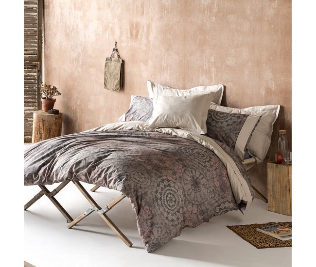 Funda nórdica eider beige/gris/rosa 155x220 cm