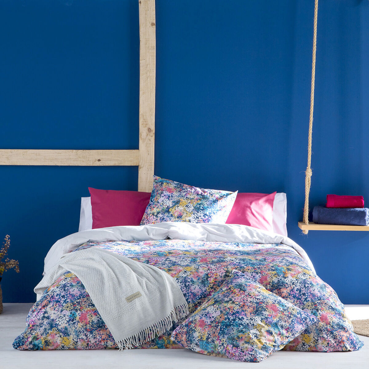 Funda nórdica  florette azul/fucsia/rosa 155x220 cm