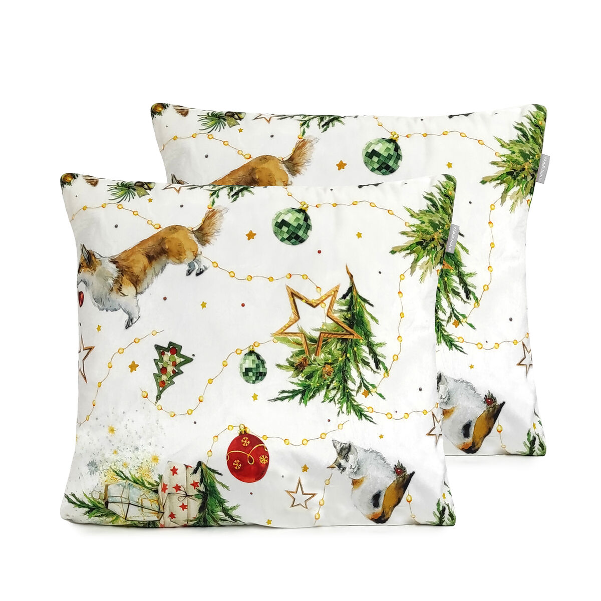 FUNDA DE COJIN DE TERCIOPELO DE NAVIDAD PUPPIES
