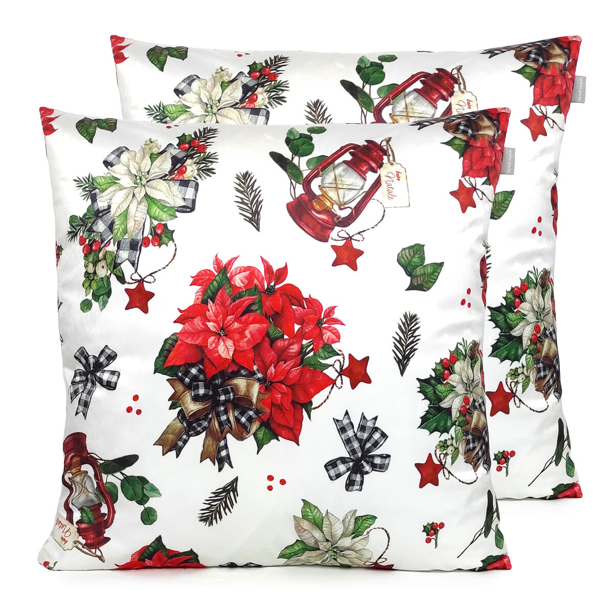 FUNDA DE COJIN DE TERCIOPELO DE NAVIDAD RIBBON