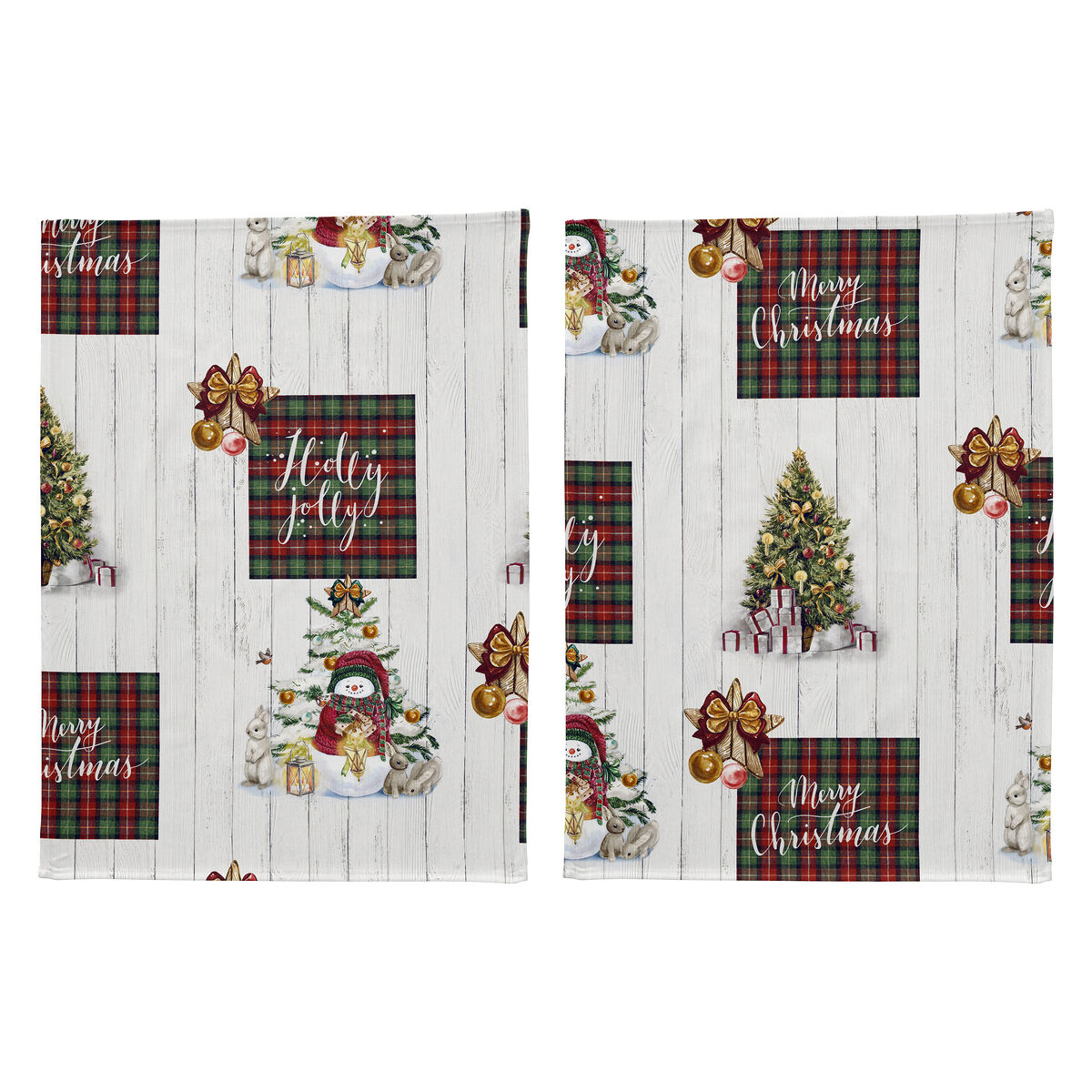 LOTE DE 2 PAÑOS DE COCINA DE NAVIDAD HOLLY JOLLY