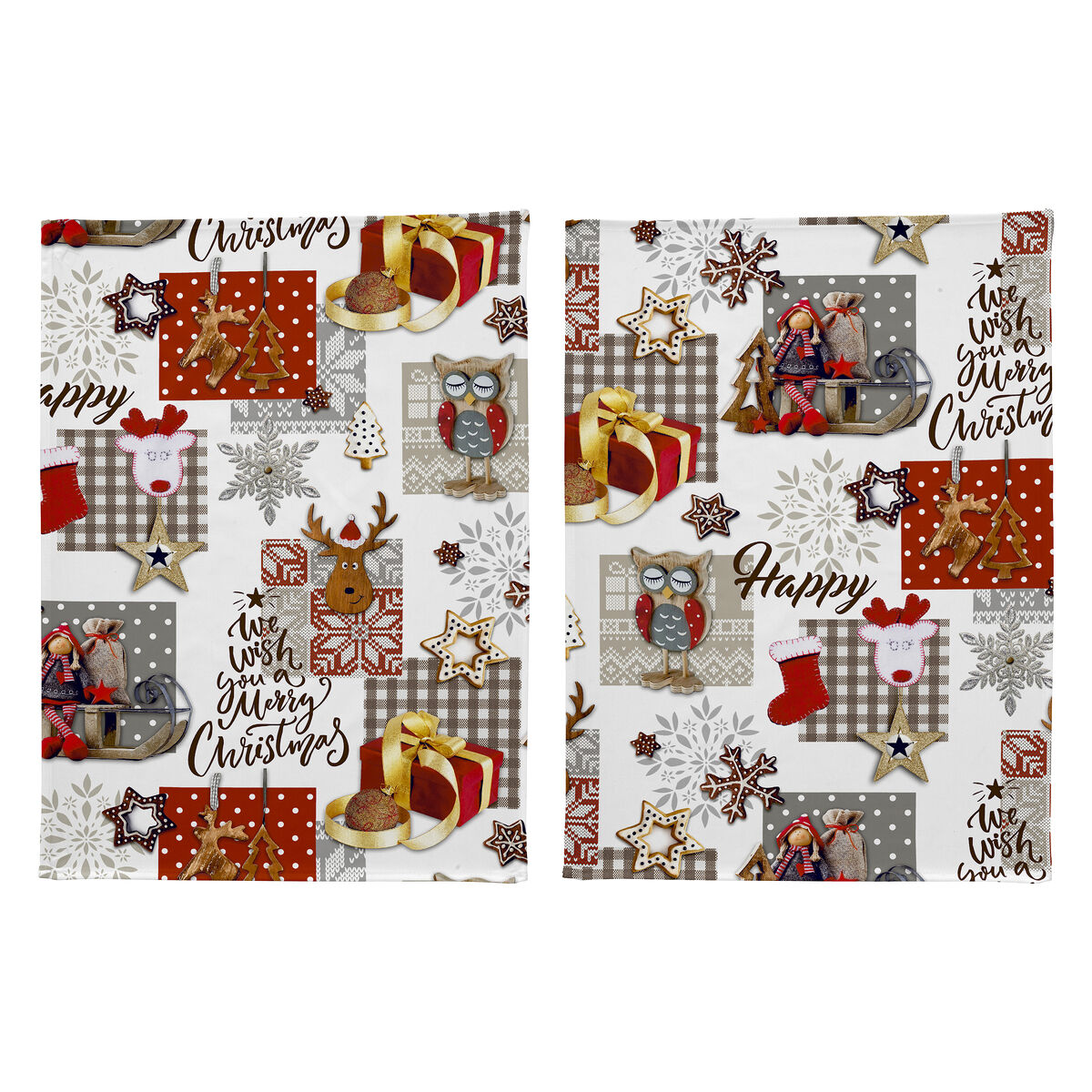 LOTE DE 2 PAÑOS DE COCINA DE NAVIDAD NAIVE