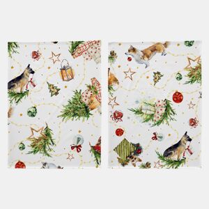 Pack de 2 panos cozinha Natal PUPPIES
