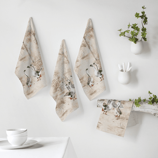 Conjunto de 4 panos de cozinha OCAS cinzentoazul 50x70 cm