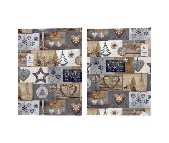 Lote de 2 paños de cocina de navidad warm 50x70 cm