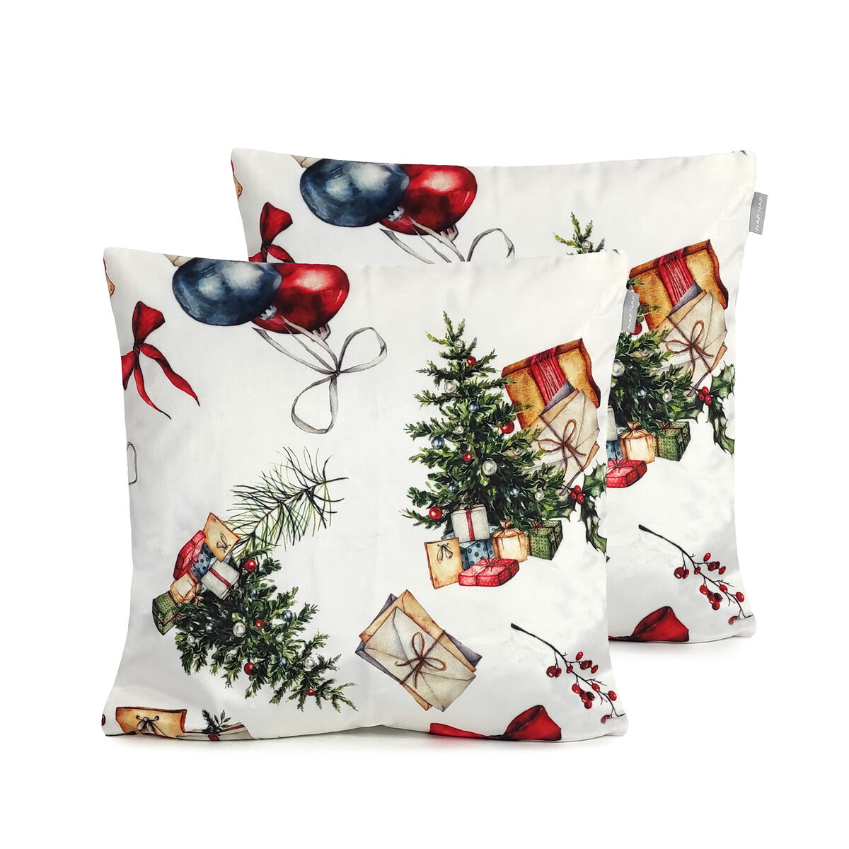 FUNDA DE COJIN DE TERCIOPELO DE NAVIDAD PRESENTS