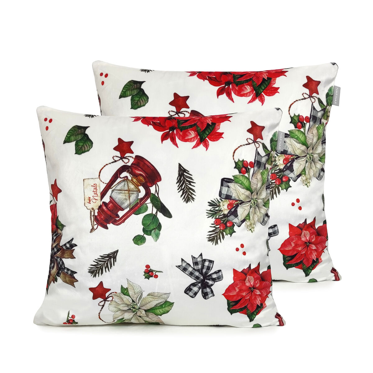FUNDA DE COJIN DE TERCIOPELO DE NAVIDAD RIBBON