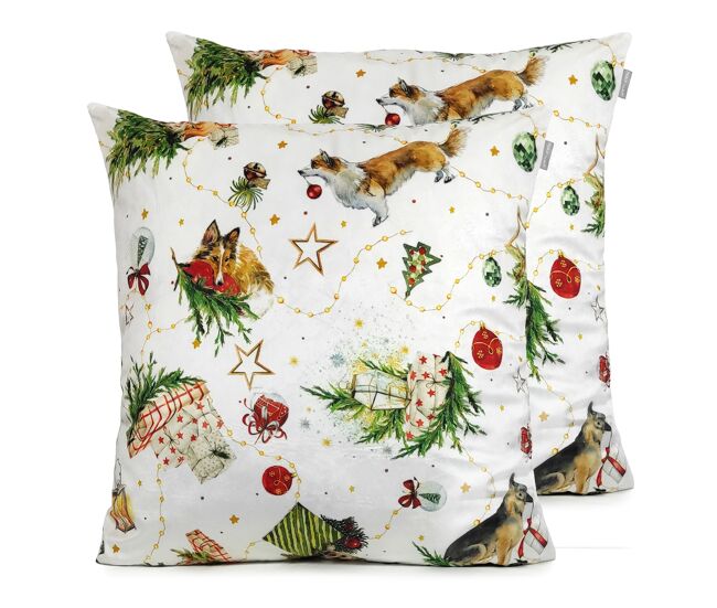 Funda de cojin de terciopelo de navidad puppies 60x60 cm (2)