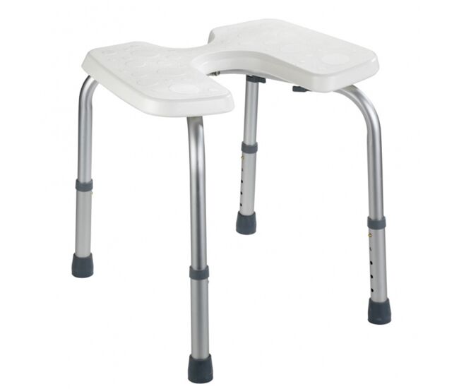 Taburete higiénico secura, ajustable en altura, color: blanco, aluminio. dimensiones l/h/l: 46 x 36-46 x 53,5 cm