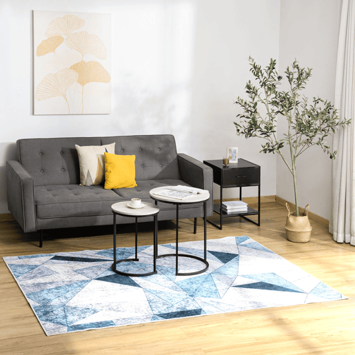 HOMCOM Tapete de Sala de Estar Moderno 230x160cm Tapete Geométrico com Base Antiderrapante para Dormitório Escritório Estúdio Multicor