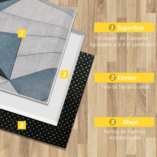 HOMCOM Tapete de Sala de Estar Moderno 230x160cm Tapete Geométrico com Base Antiderrapante para Dormitório Escritório Estúdio Multicor