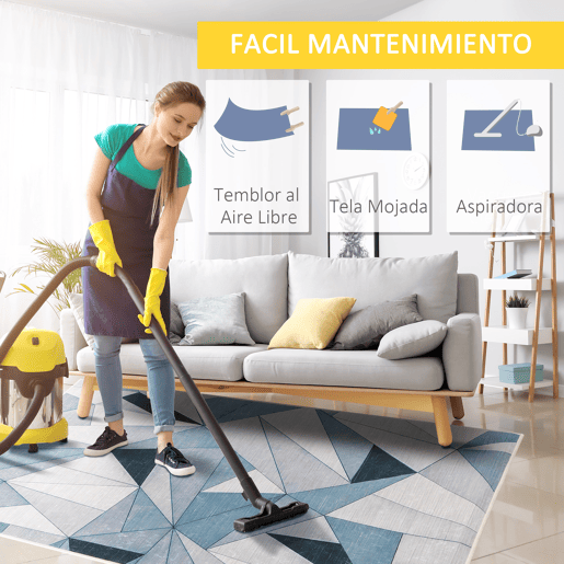 HOMCOM Tapete de Sala de Estar Moderno 230x160cm Tapete Geométrico com Base Antiderrapante para Dormitório Escritório Estúdio Multicor