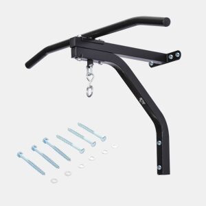 HOMCOM Barra de Elevação para Parede de Aço 2 em 1 Suporte para Saco de Boxe para Treinamento em Casa Escritório Academia Carga Máx. 130kg 93x47x51cm Preto