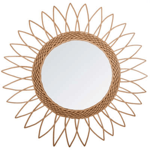 Espelho de sol de rotim com design afiado no exterior D.50Cm D. 50 X D. 2 Cm