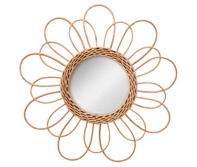 Espejo de ratán con diseño de una flor d 38cm d. 38 x d. 2 cm