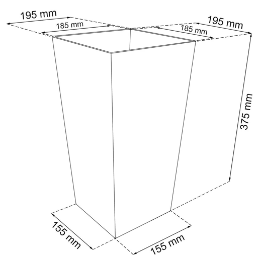 Vaso Rato 11,4 litros com inserção 20 x 20 x 37,6 cm na cor ocre escura