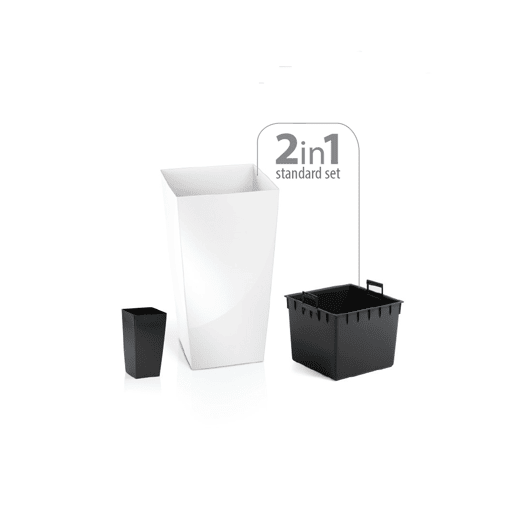 Vaso alto 35 L- Prosperplast Urbi Square de plástico com tanque em branco, 55 (alto) x 29,5 (largura) x 29,5 (profundo) CMS