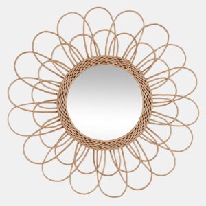 Espelho de flores de rotim D56 Dimensões: 56x56 cm, cor: bege